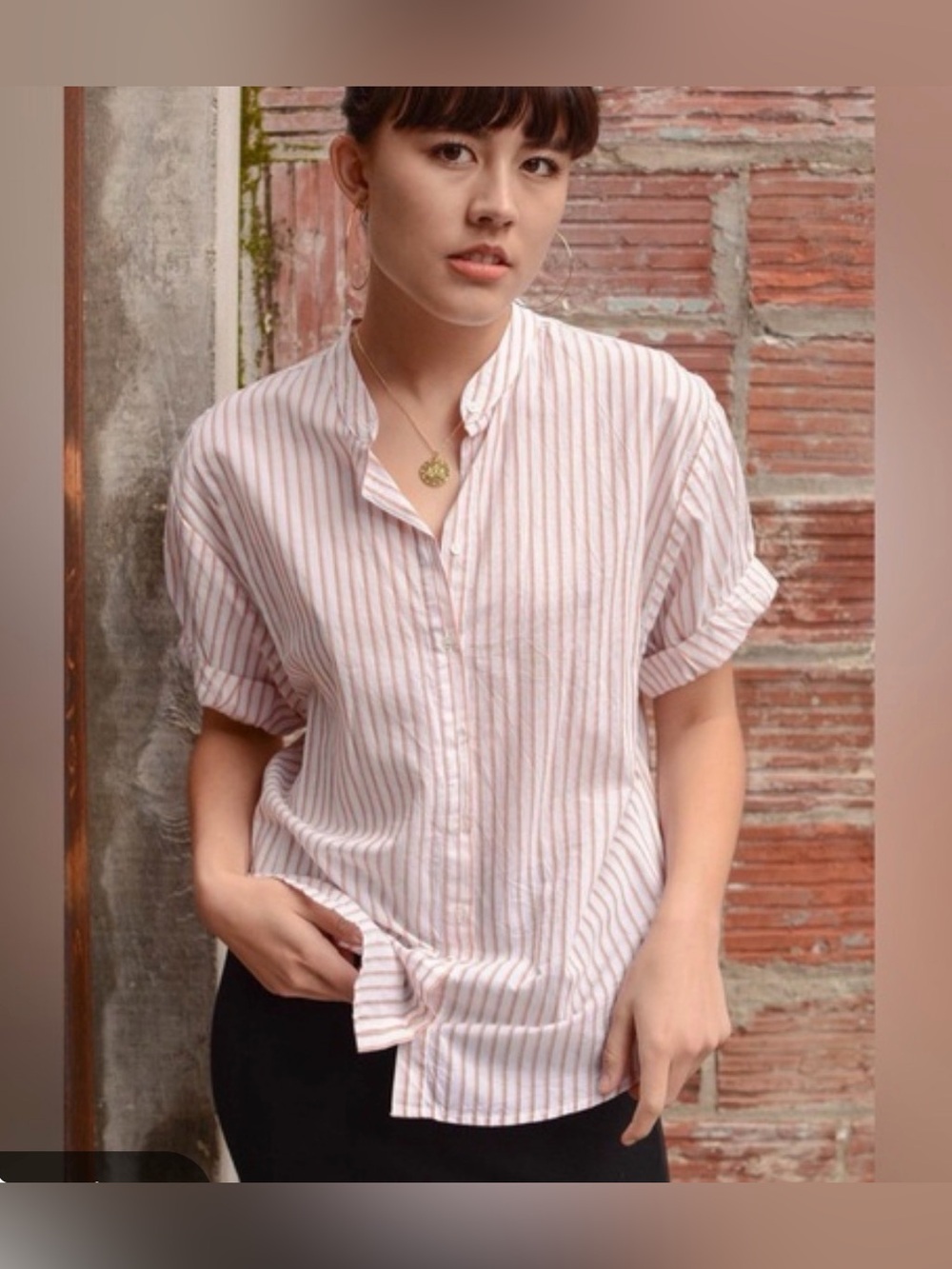 XíRENA Kayden Striped Button Front Top - XS